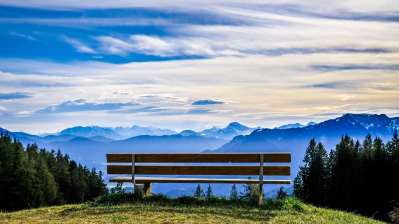 Park Bench with a Mountain View