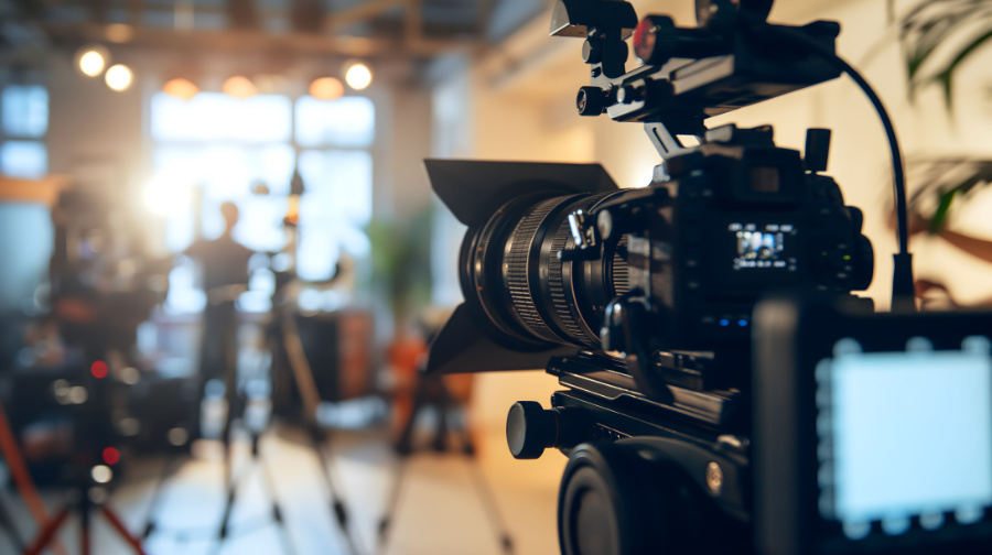 close up of video camera