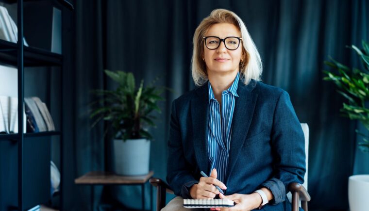 Confident woman leader