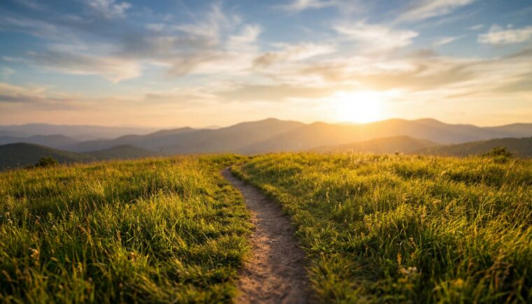 Nature trail through a field