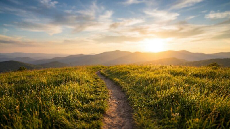 Nature trail through a field